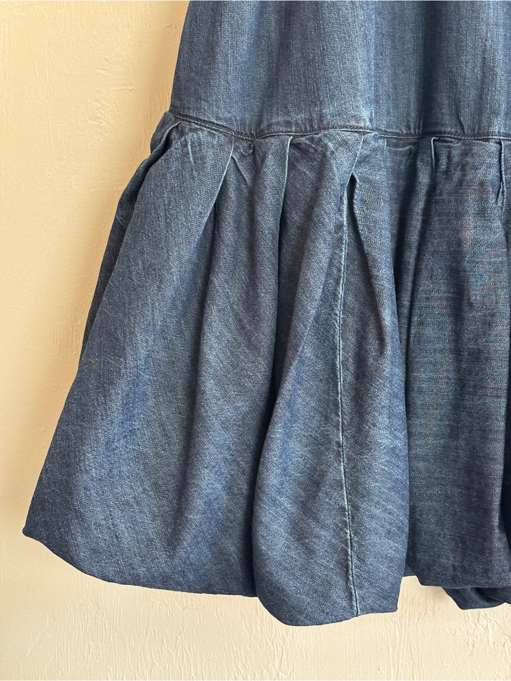 Free People Large Dark Denim Backless Halter Bubble Tent Dress Pockets Cotton - Picture 6 of 16